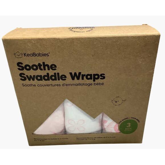 3 KeaBabies Swaddle Soothe Wraps Sleep Sacks Babies 0-3 Months Pink & White - Picture 4 of 5